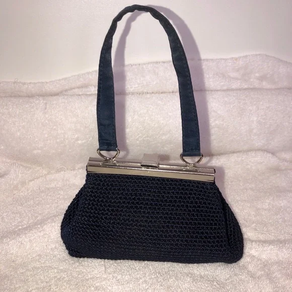 PREOWNED THE SAK Elegant Black mini lined snap closure Handbag - Picture 1 of 7